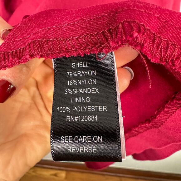 Torrid Dark Pink Heavyweight Scoop Neck Pleated Full Circle Skirt Dress - Picture 4 of 7